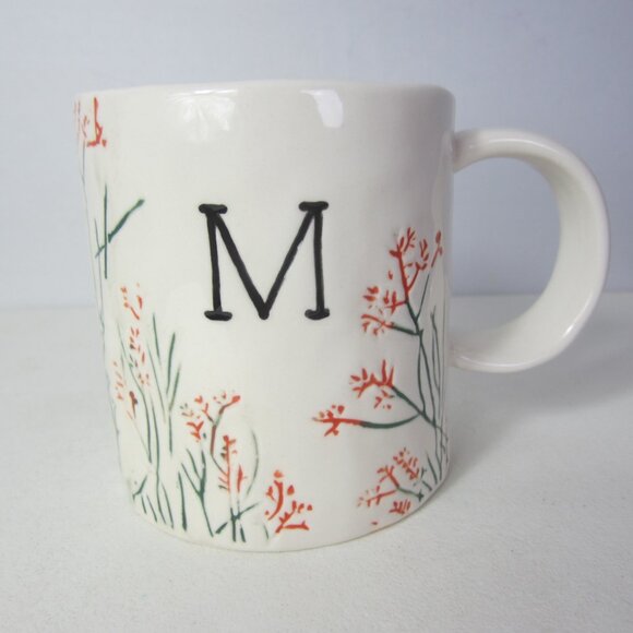 Anthropologie Dagny Monogram Mug Letter C Floral Cottage Pottery Ceramic - Picture 1 of 8